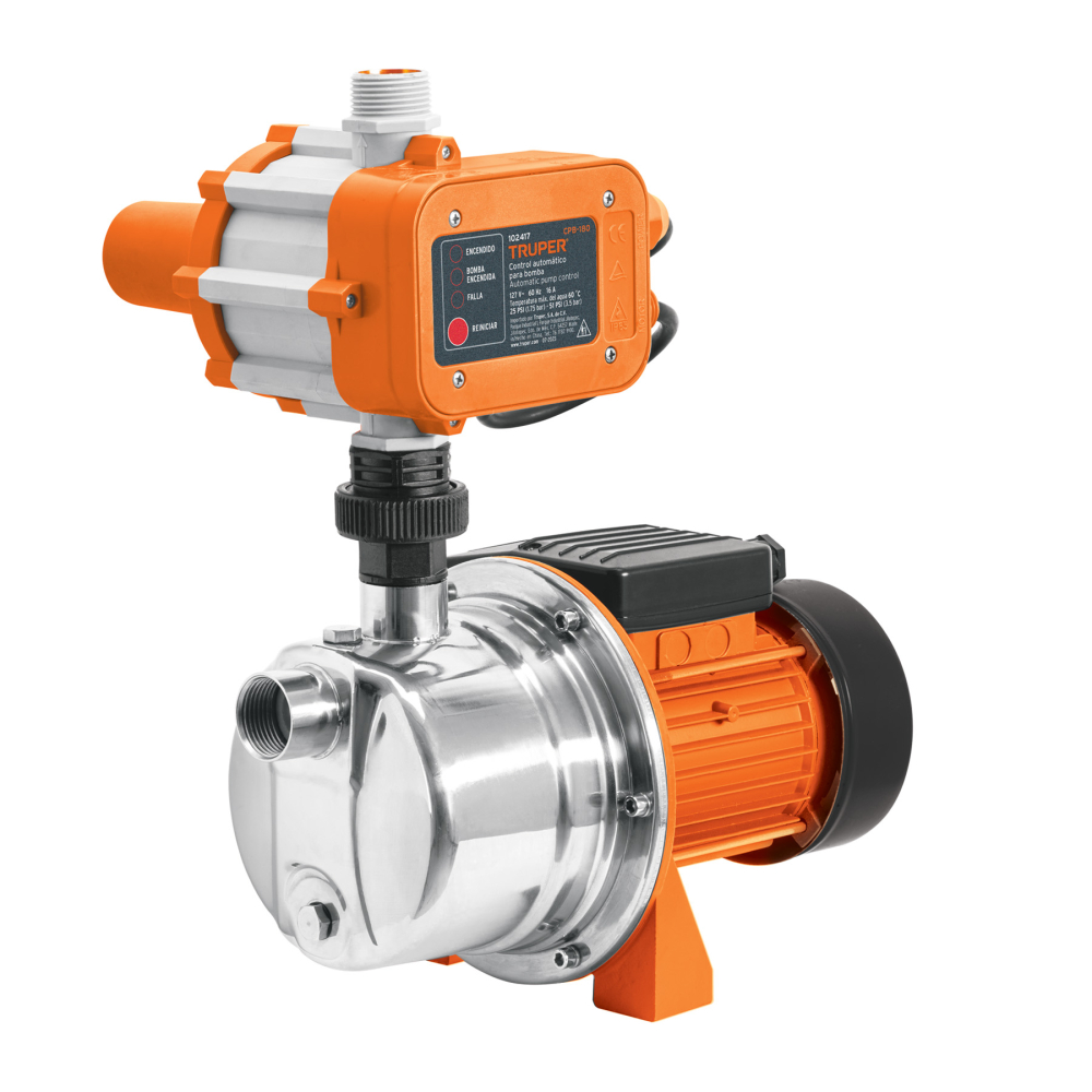 Bomba presurizadora jet acero 1/2 HP con control, TRUPER PRE-1/2I