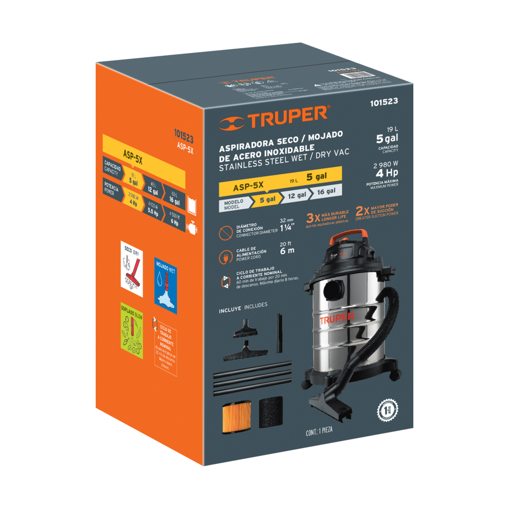 Caja de empaque de repuesto para ASP-5X, TRUPER CJ-ASP-5X