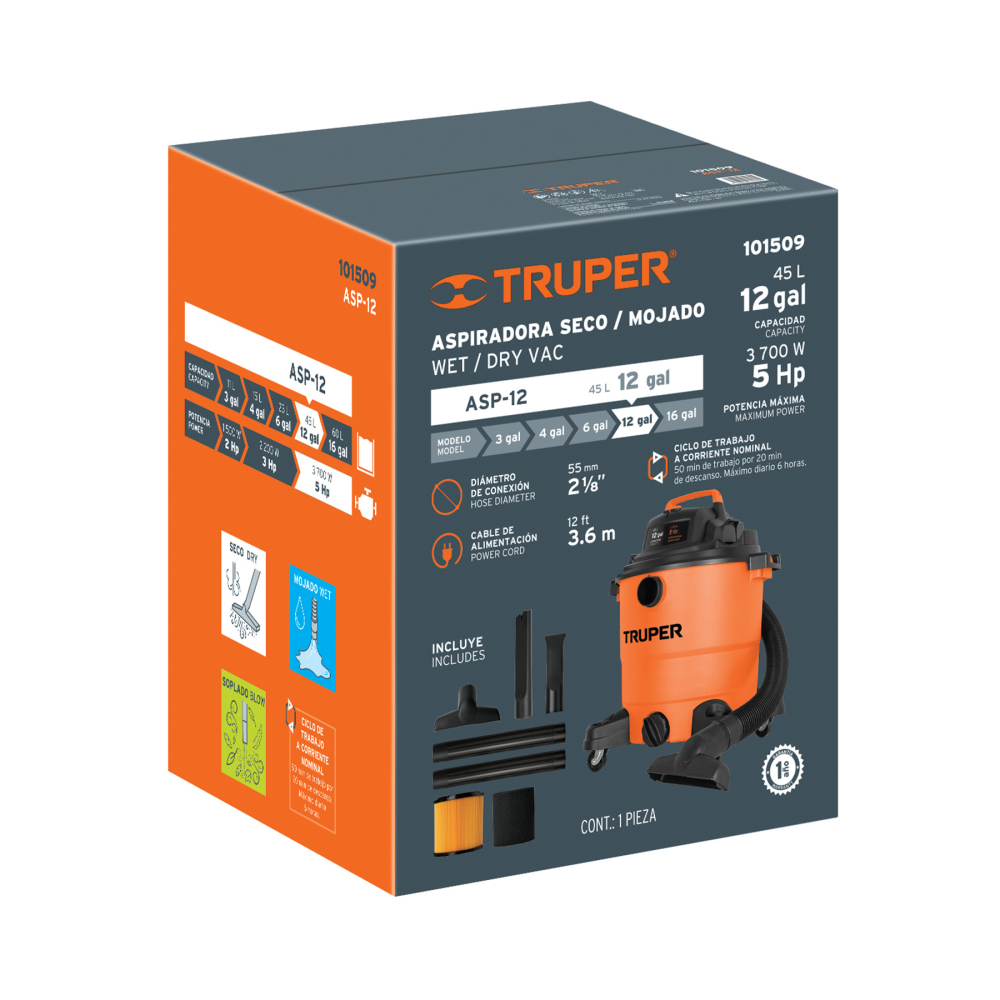 Caja de empaque de repuesto para ASP-12, TRUPER CJ-ASP-12