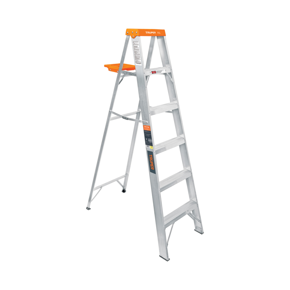 Escalera de tijera tipo ll 5 peldaños y bandeja, TRUPER EST-25