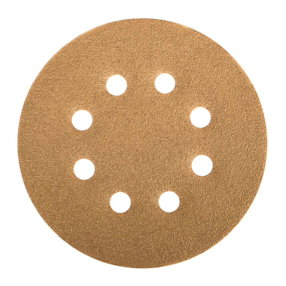 Paquete con 5 discos de lija 5' grano 100, 8 perforaciones DIRO-510
