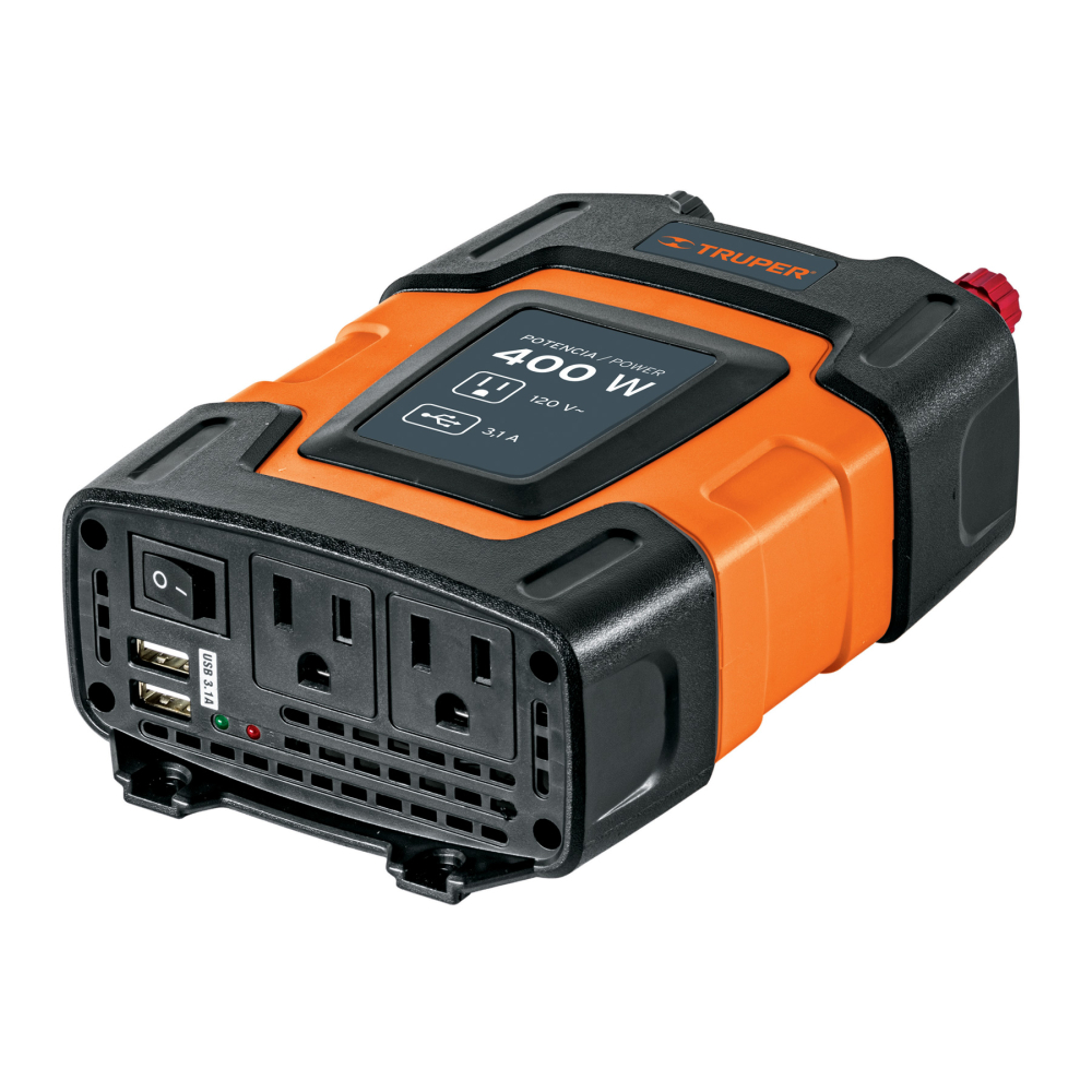 Inversor de corriente de 400 W con puertos USB, TRUPER INCO-400