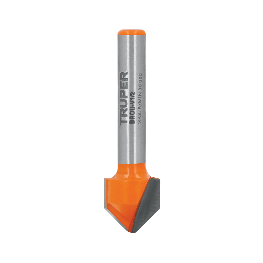 Broca para router, corte en 'V', 1/2', TRUPER BROU-V1/2