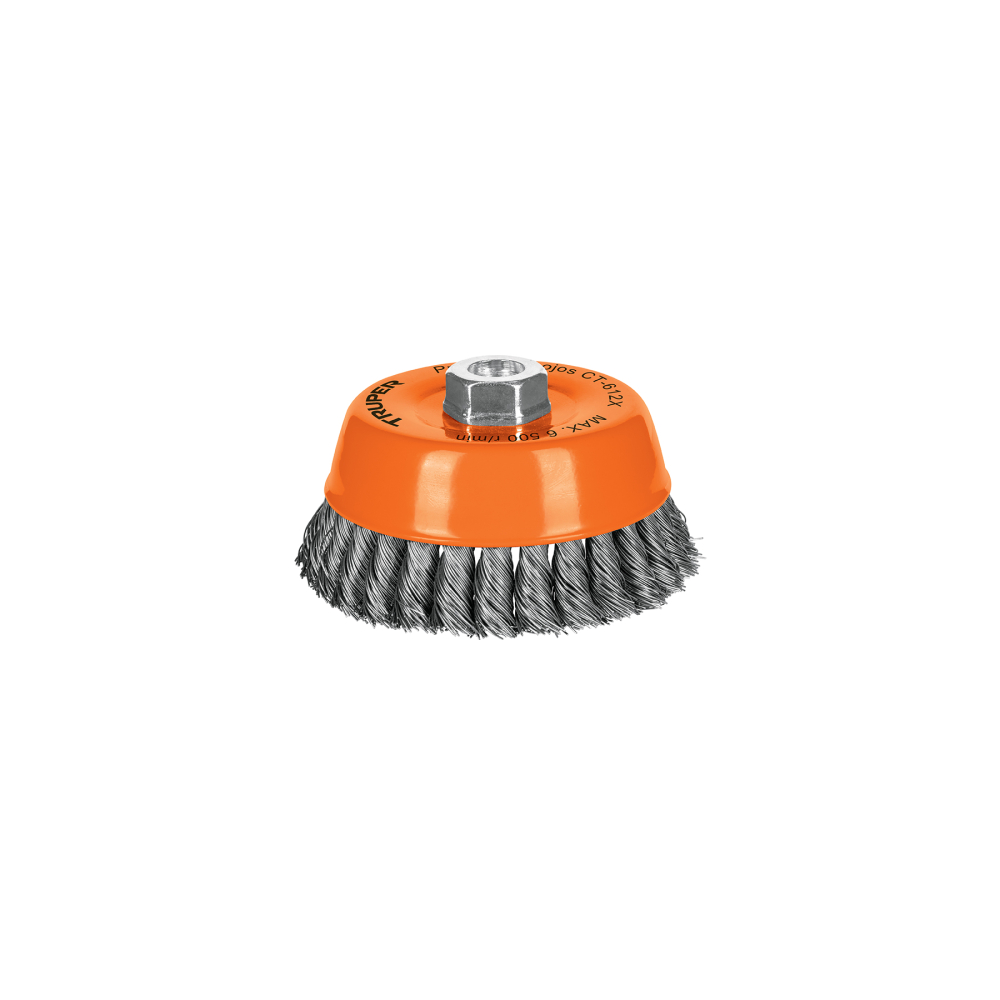 Carda copa 5' alambre trenzado grueso, eje 5/8'-11, TRUPER CT-612X
