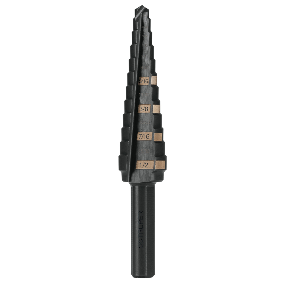 Broca escalonada óxido negro 13 escalones 1/8' a 1/2',Truper BES-13