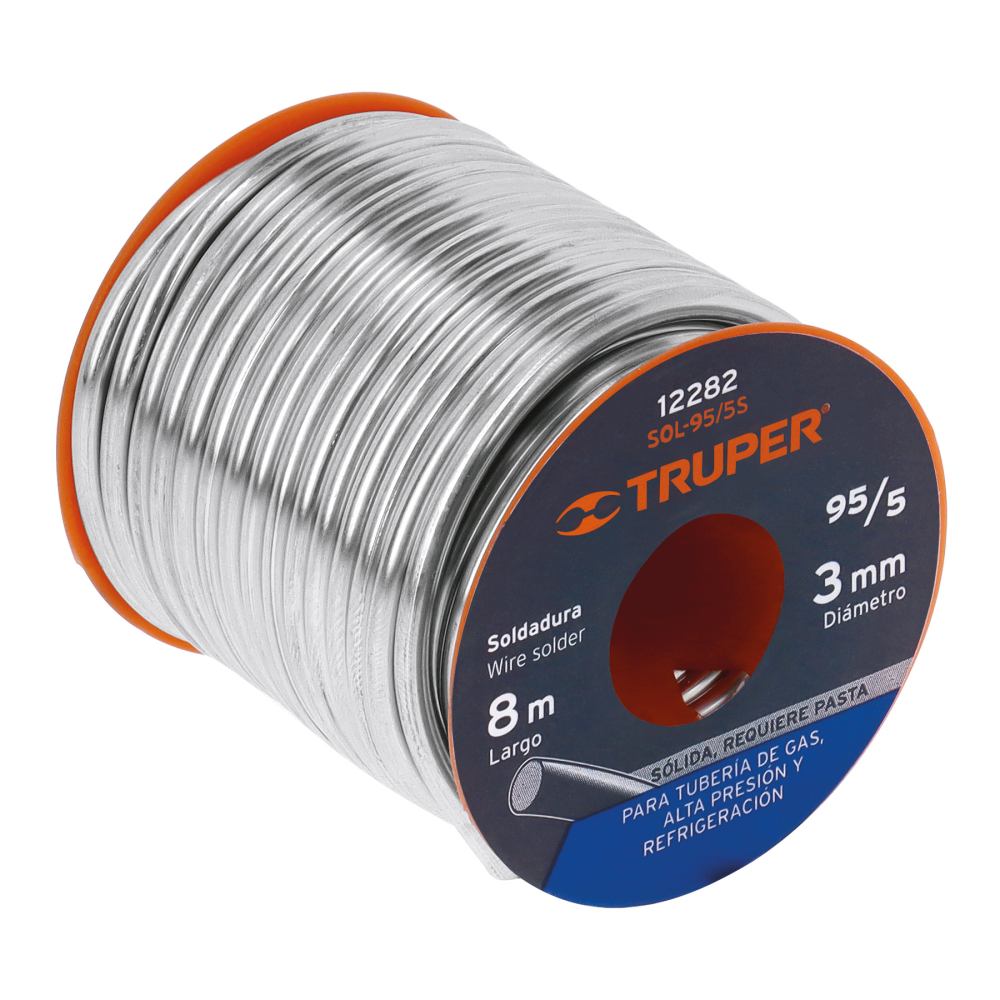Soldadura 95/5 para tubería de gas, 450 g, TRUPER SOLDAKLIN SOL-345K