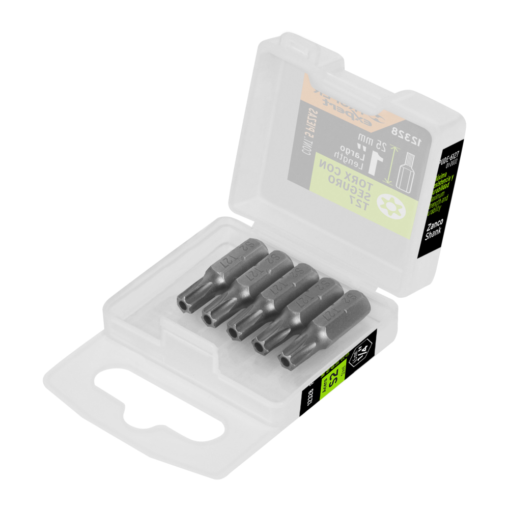 Estuche con 5 puntas torx T27 con seguro largo 1', EXPERT PUDE-6127