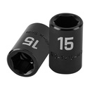 Dado cuadro 1/2' de impacto 6 puntas de 15 mm, TRUPER D-7415-M