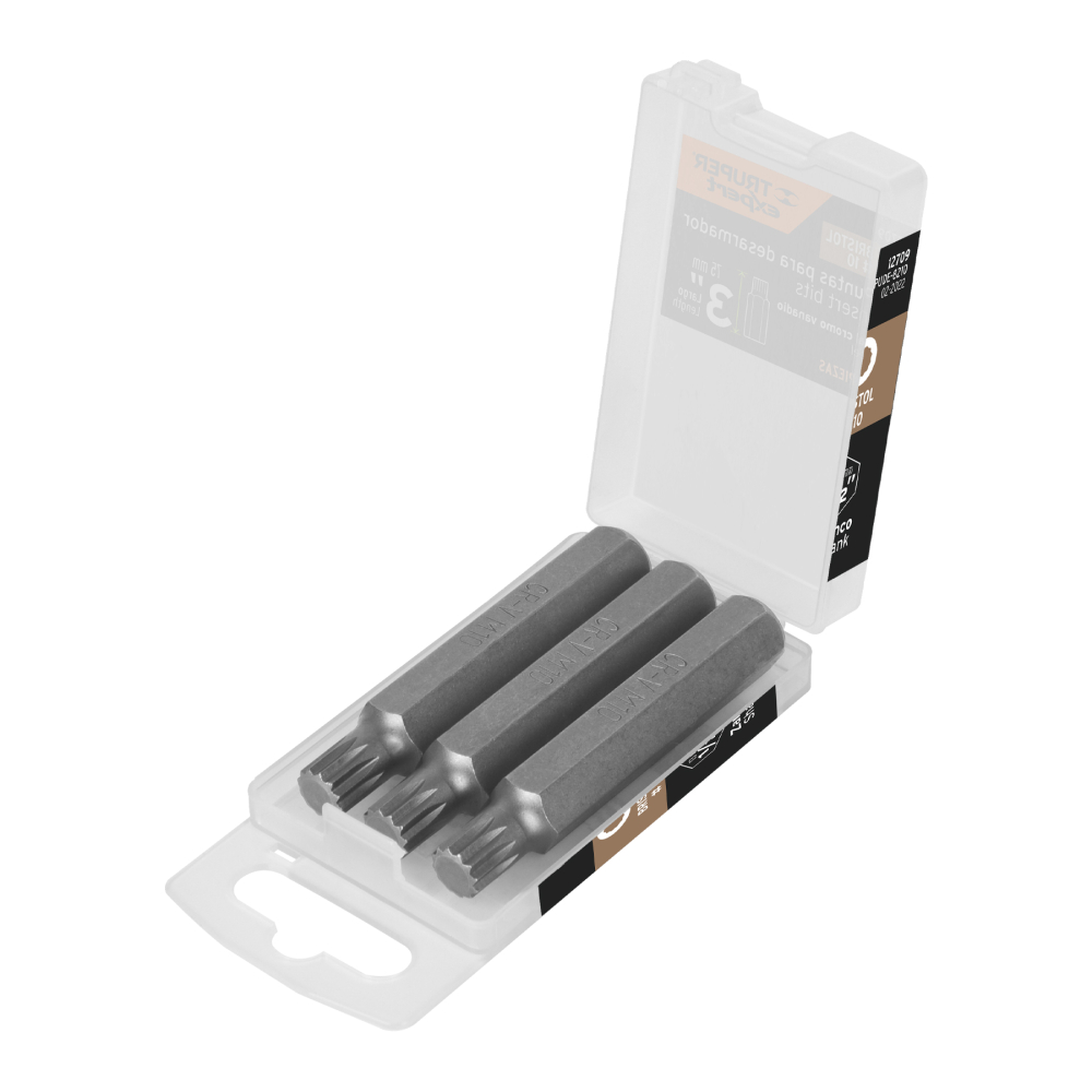 Estuche con 3 puntas bristol M10 largo 3', TRUPER EXPERT PUDE-8210
