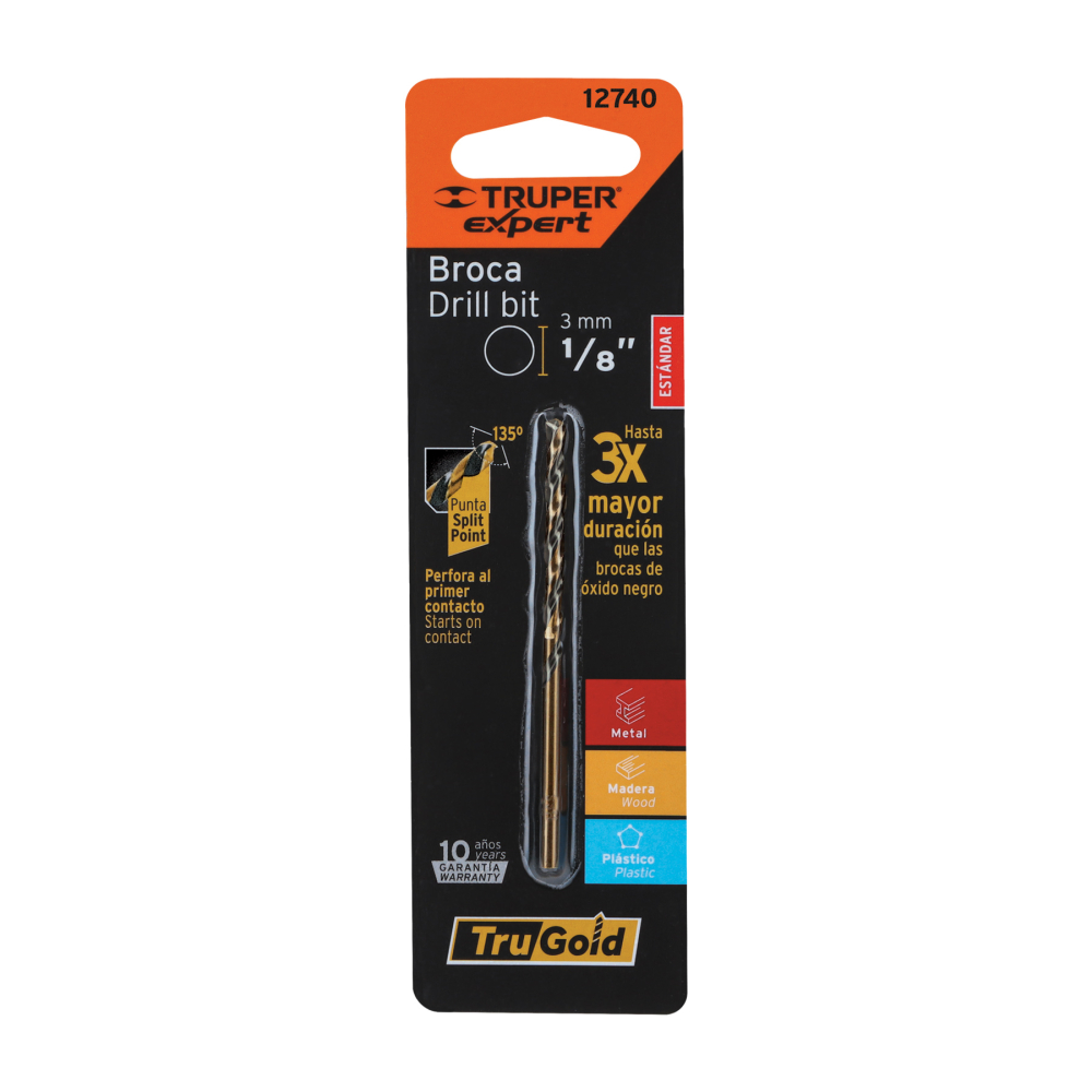 Broca HSS 1/8' Trugold para metal en blíster, EXPERT BAV-1/8-B
