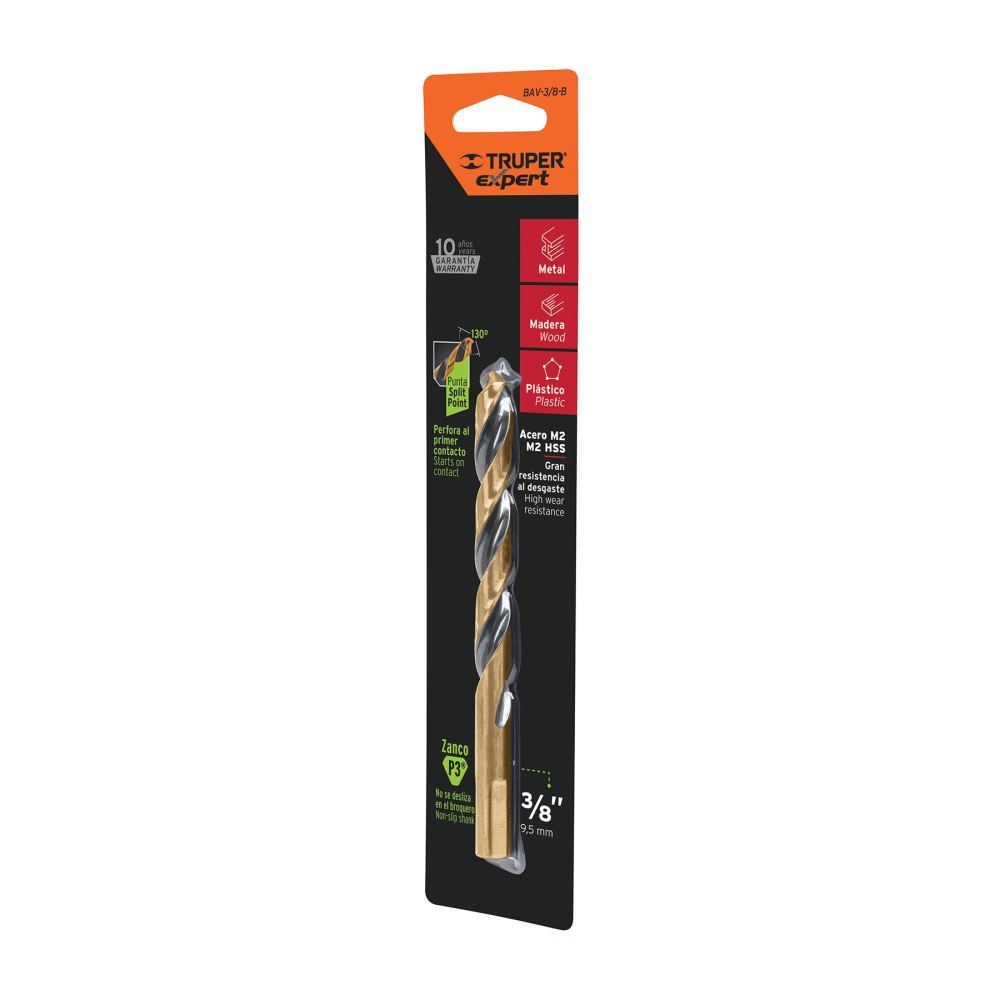 Broca HSS 3/8' Trugold para metal en blíster, EXPERT BAV-3/8-B