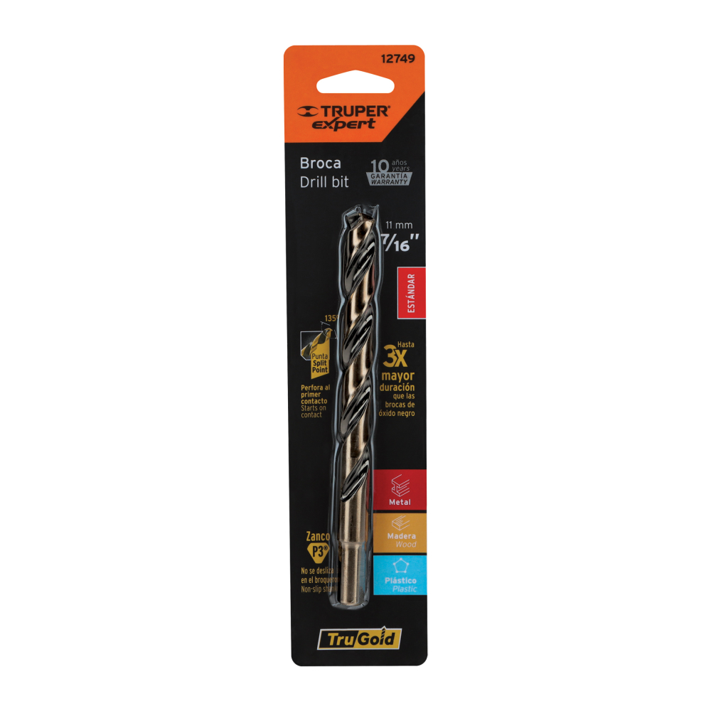Broca HSS 7/16' Trugold para metal en blíster, EXPERT BAV-7/16-B
