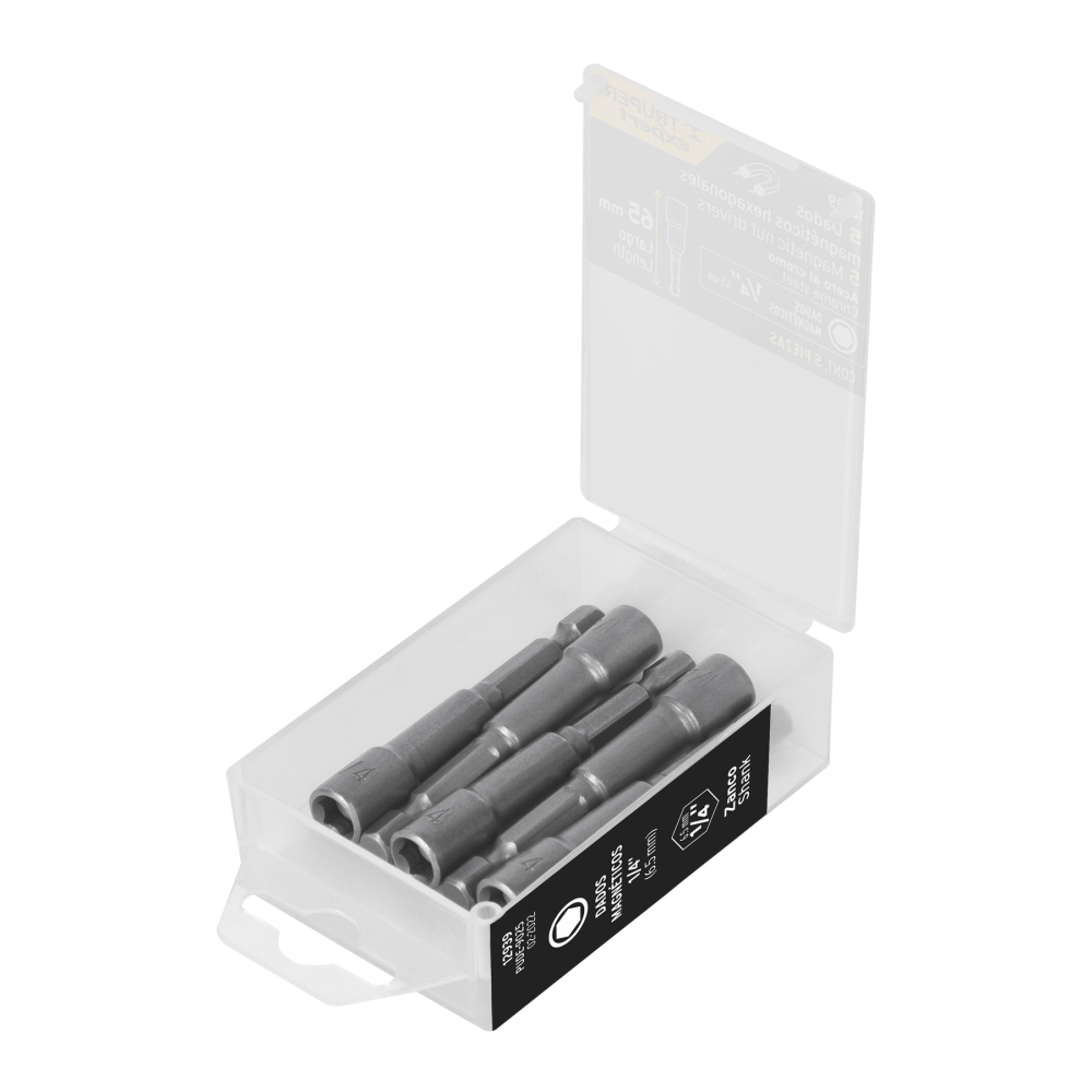 Estuche con 5 dados magnéticos de 1/4' largo 2-1/2', EXPERT PUDE-9025