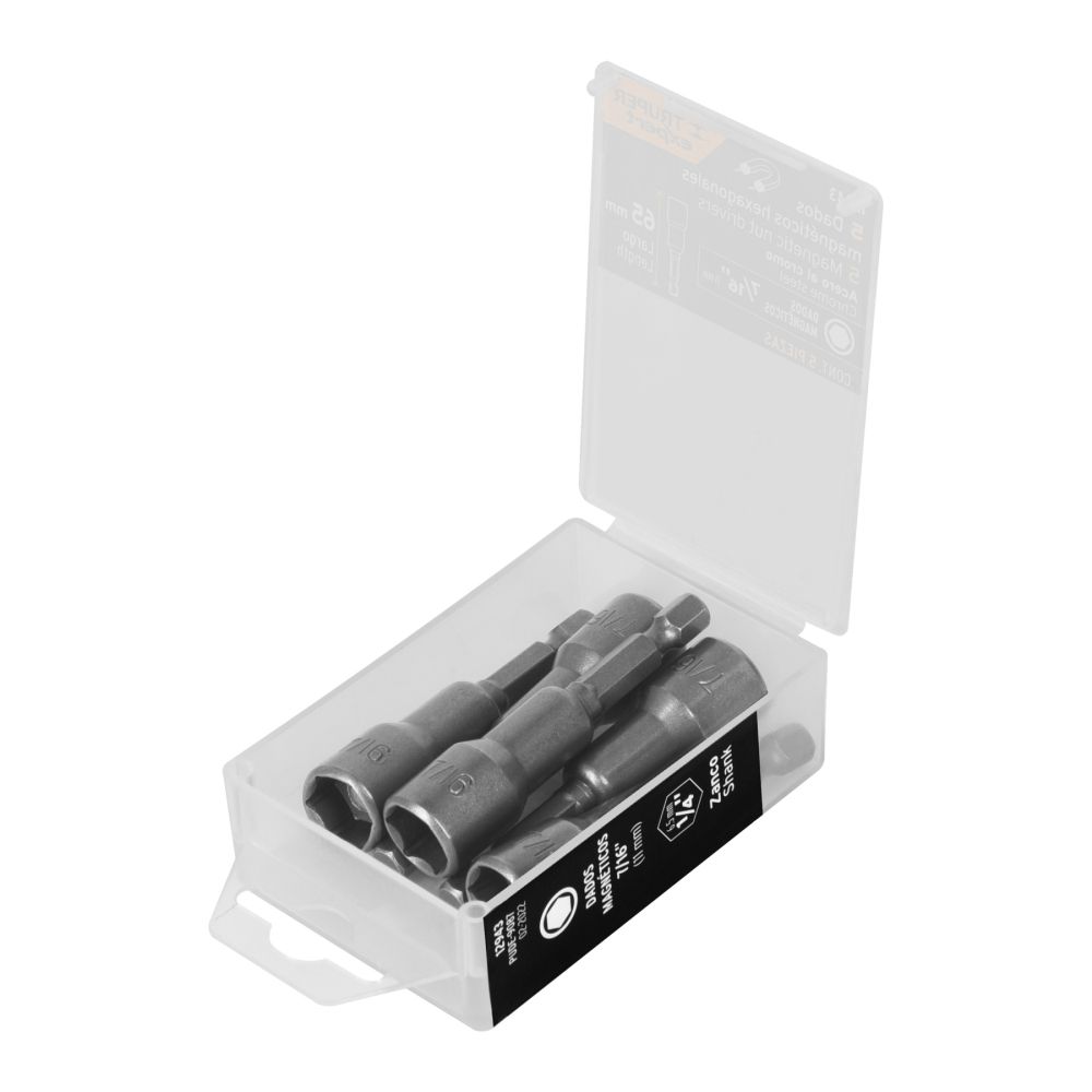 Estuche con 5 dados magnéticos de 7/16' largo 2-1/2', EXPERT PUDE-9087