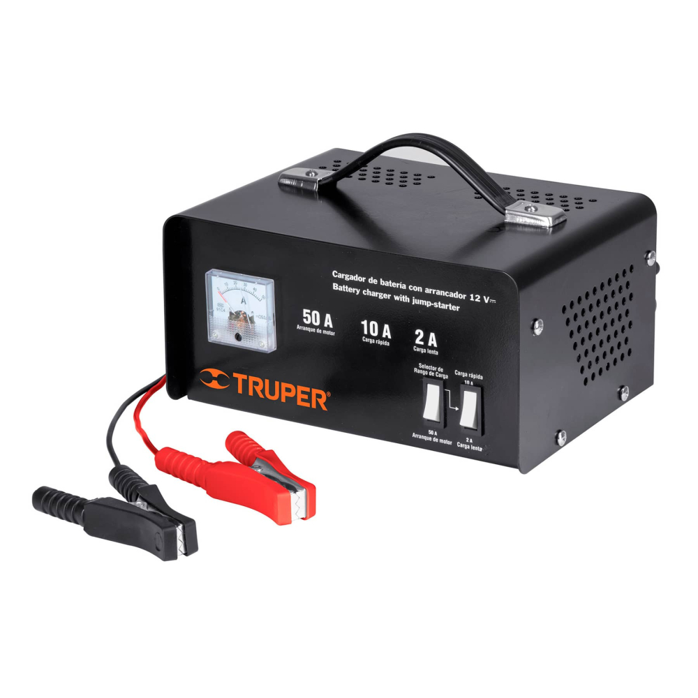 Cargador de baterías 10 A, arrancador de 50A, 12V, TRUPER CARBA-50
