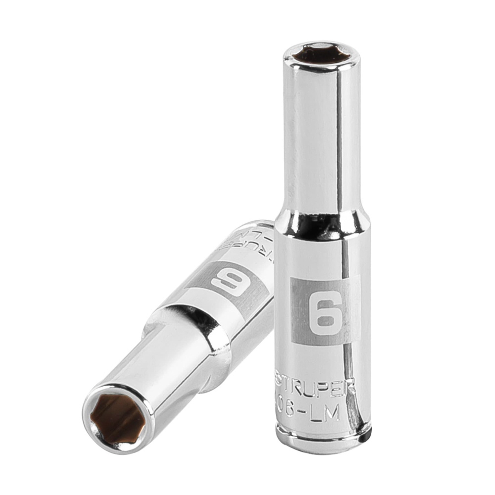 Dado largo de 6 mm, 6 puntas, cuadro 1/4', TRUPER D-1406-LM