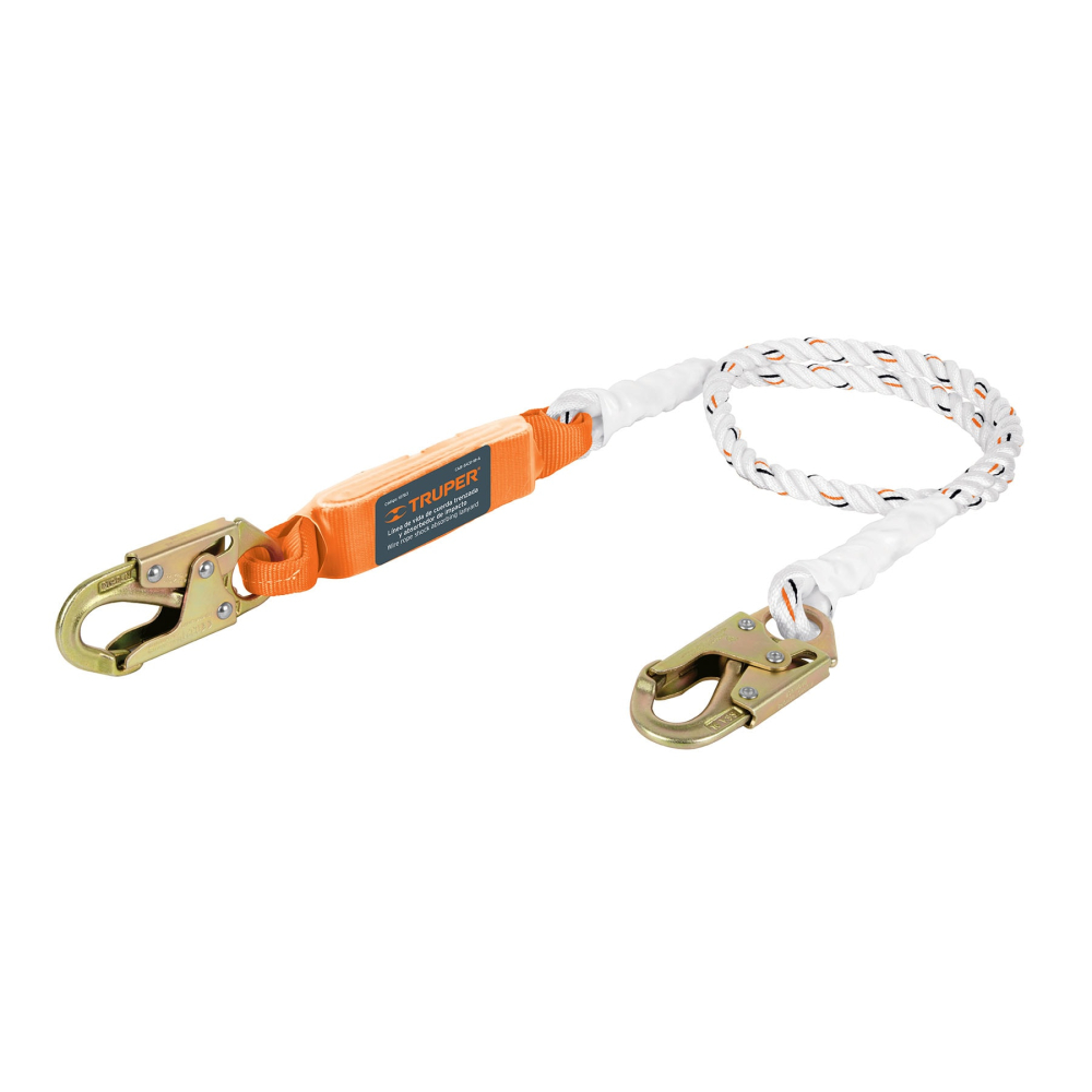 Línea de vida 1.8m cuerda poliéster, absorbedor impacto,ANSI CAB-5431-18-A