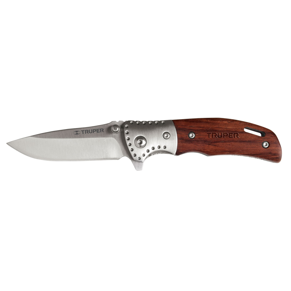 Navaja abatible 3-1/2' mango de madera, TRUPER NV-3