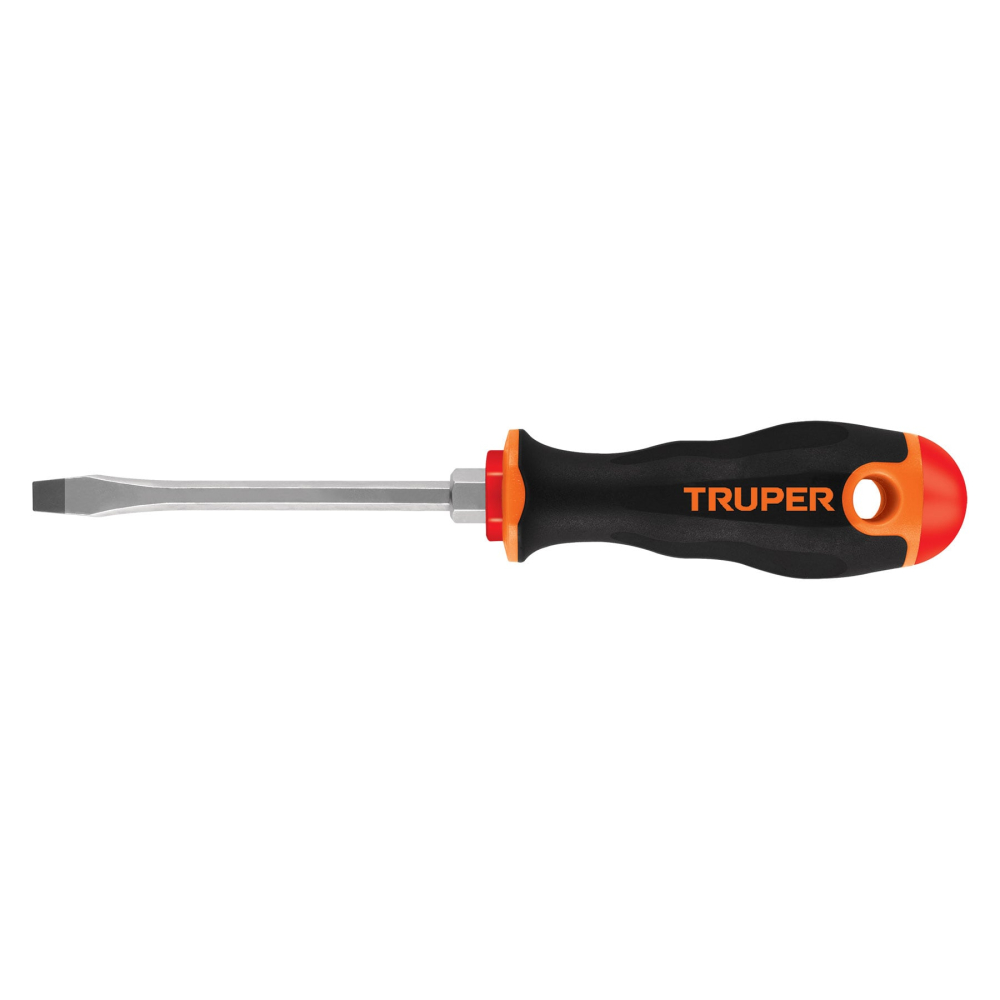 Desarmador plano 1/4' x 4' mango Comfort Grip, TRUPER DR-1/4X4B