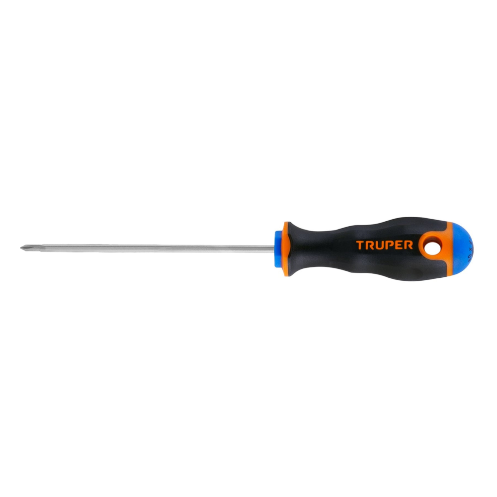 Desarmador de cruz 1/8' x 4' mango Comfort Grip, TRUPER DP-1/8X4B