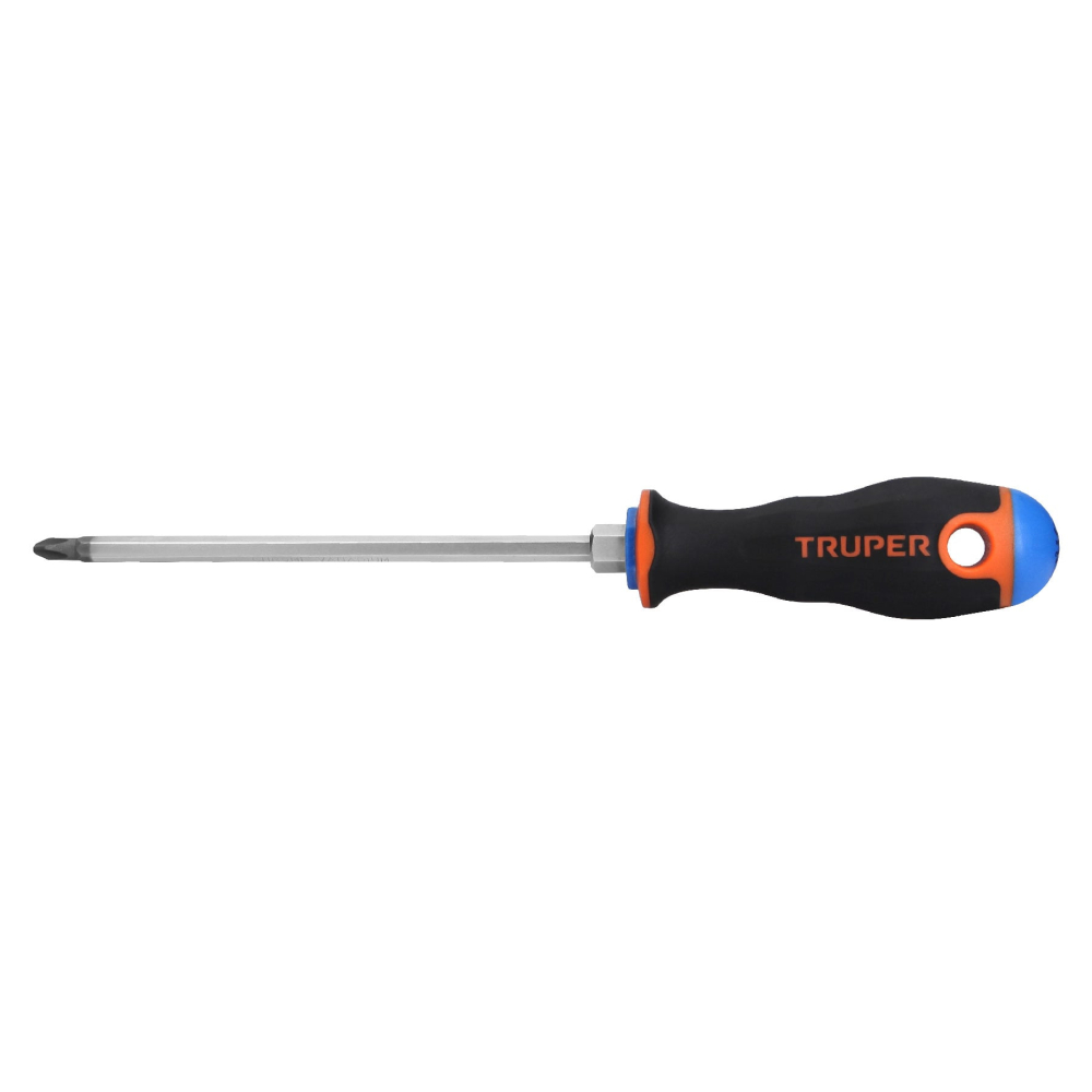 Desarmador de cruz 1/4' x 6' mango Comfort Grip, TRUPER DP-1/4X6B