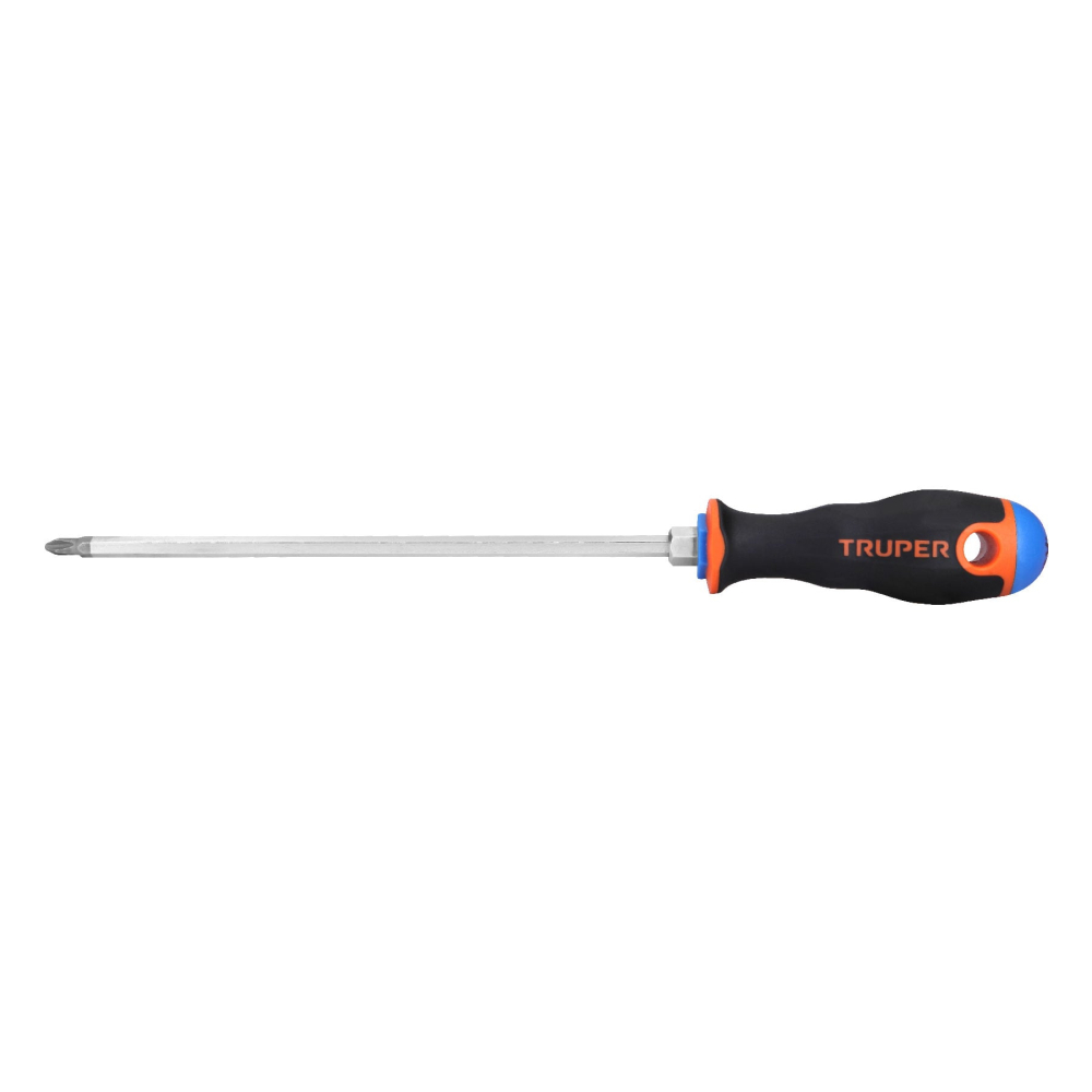 Desarmador de cruz 1/4' x 8' mango Comfort Grip, TRUPER DP-1/4X8B