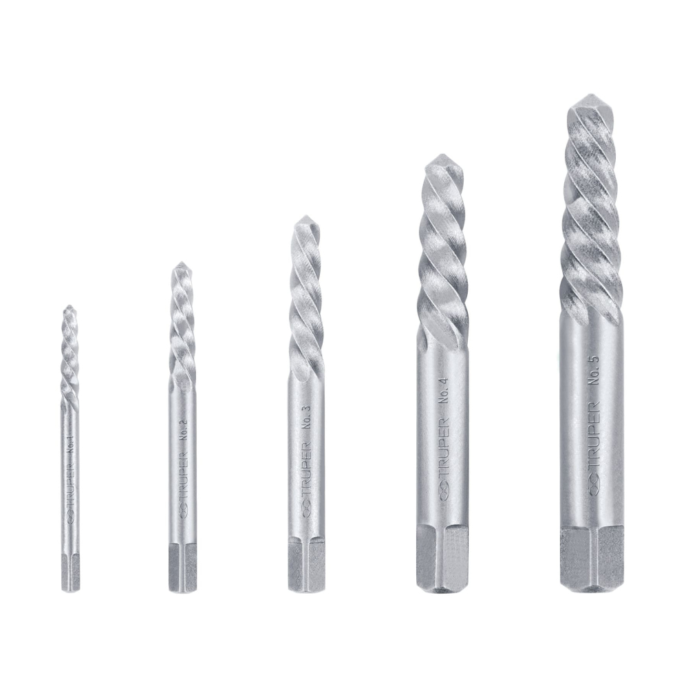Juego con 5 extractores de tornillos, TRUPER EXT-5