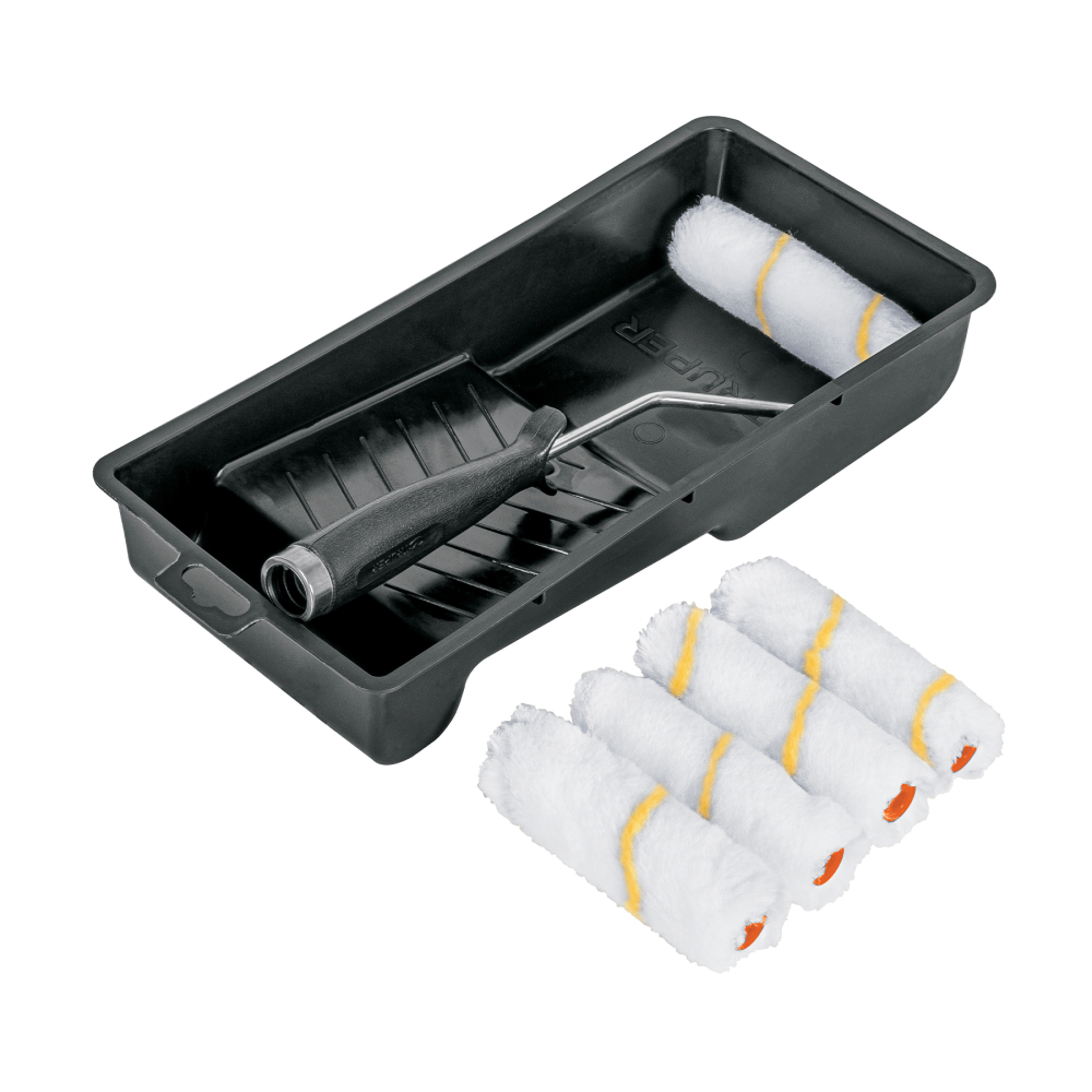 Kit de rodillo para pintar, 4' (maneral, charola y 5 felpas) KIT-ROPI-420N