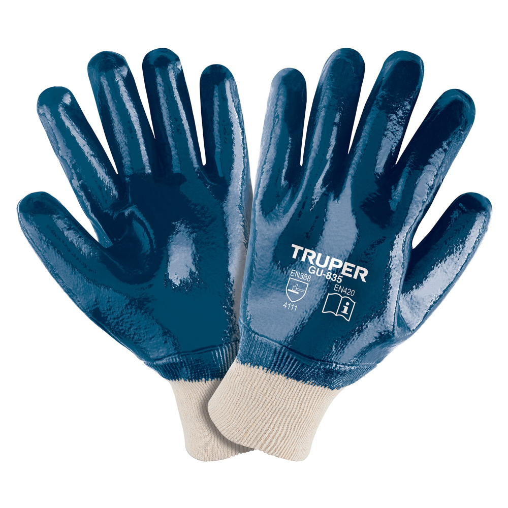 Guantes de algodón recubiertos de nitrilo puño tejido,TRUPER GU-835
