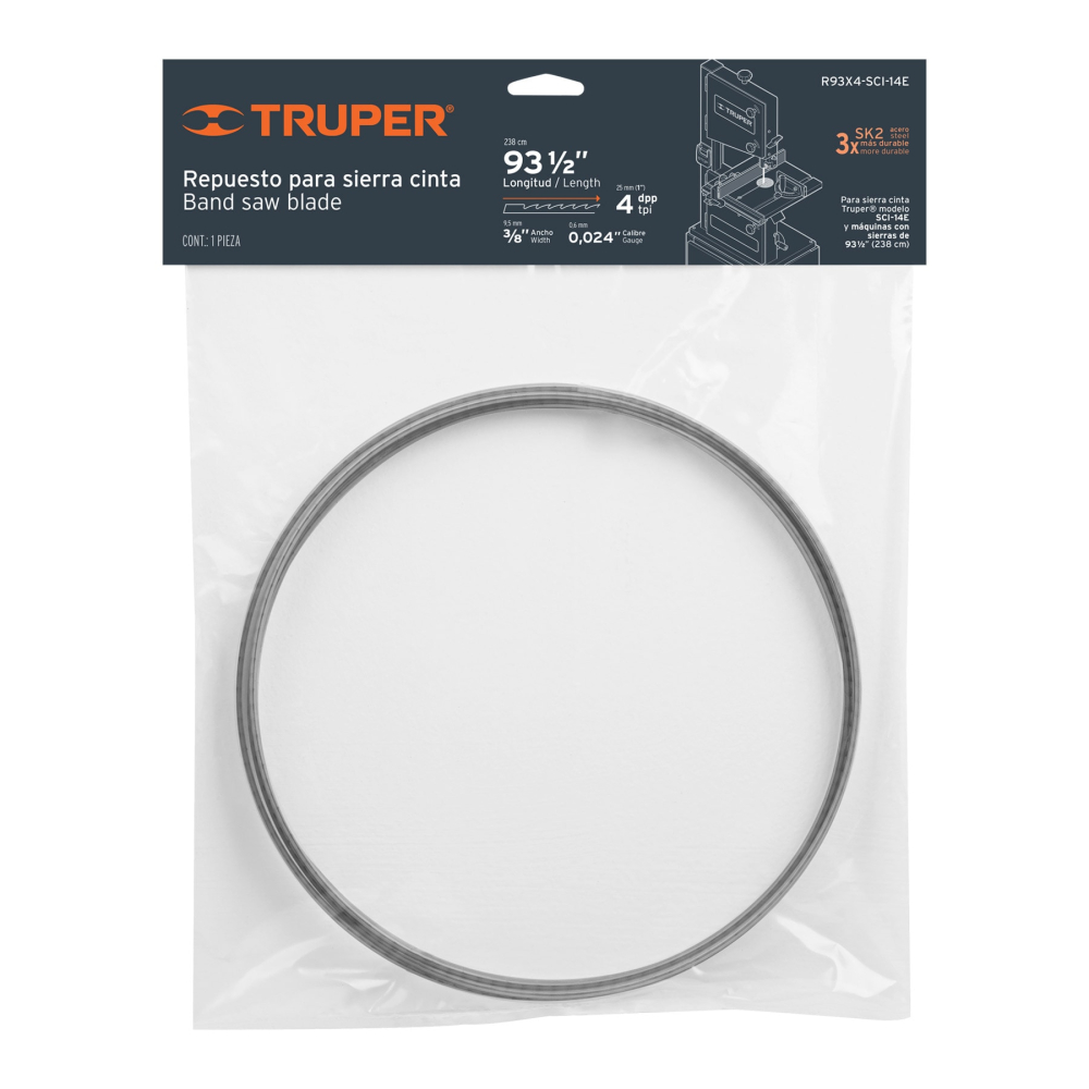 Repuesto para sierra cinta SCI-14E, 93' x 4 dpp, TRUPER R93X4-SCI-14E