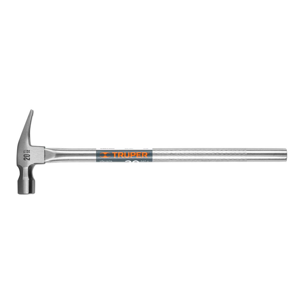 Martillo tubular pulido 20 oz uña recta, TRUPER MTR-20