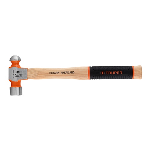 [16902] Martillo pulido de bola 16 oz mango hickory, TRUPER Grip MB-16