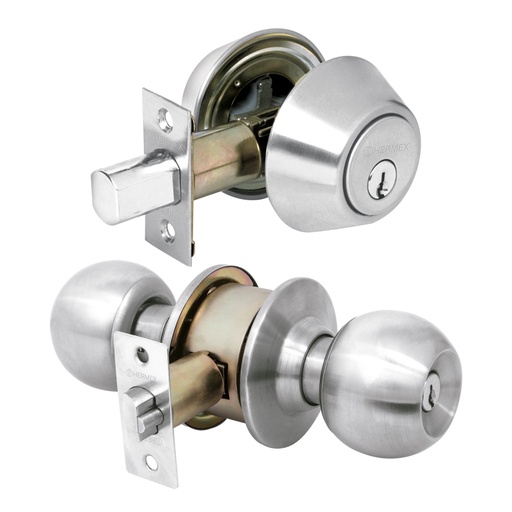 [23621] Combo cerraduras, llave-llave, cromo mate, HERMEX BASIC CMB-32P