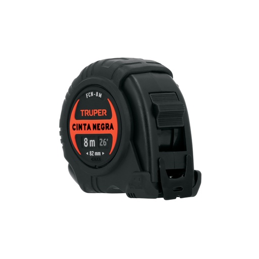 [11747] Flexómetro contra impactos 8 m, Cinta Negra 25 mm, TRUPER FCN-8M