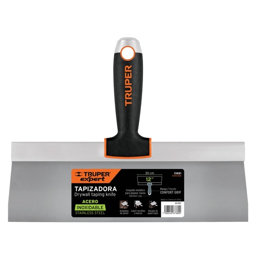 [11881] Espátula tapizadora de 12' acero inoxidable, TRUPER EXPERT ETA-12X