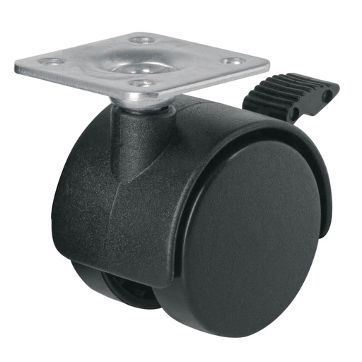 [44388] Rodaja tipo yoyo de 40 mm con placa, con freno, FIERO ROYF-40