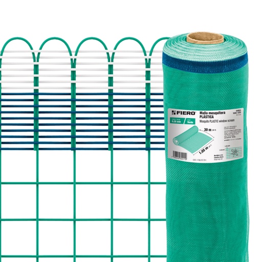 [44953] Rollo de 30 m x 1.05 m de malla mosquitera plástica verde TEMO-10PV