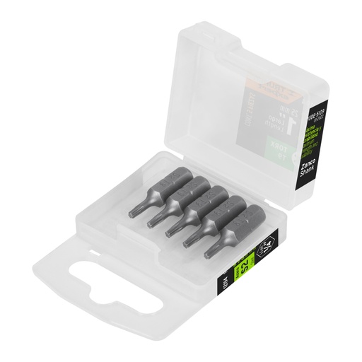 [12194] Estuche con 5 puntas torx T9 largo 1', TRUPER EXPERT PUDE-5109