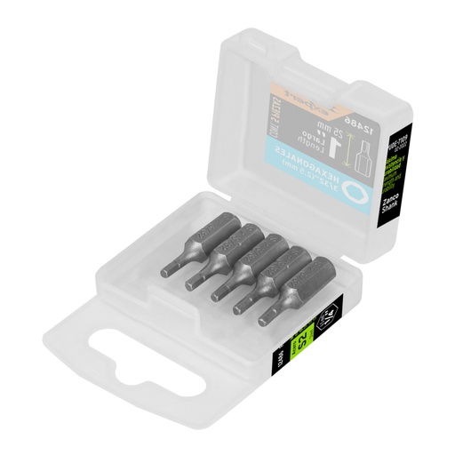 [12486] Estuche con 5 puntas hexagonales de 3/32mm largo 1', EXPERT PUDE-7109