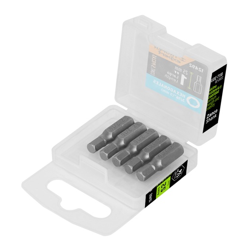 [12492] Estuche con 5 puntas hexagonales de 3/16mm largo 1', EXPERT PUDE-7118