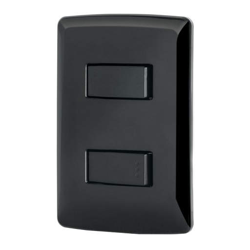 [47598] Placa armada 1 interruptor 1 escalera, negro, línea Italiana PA-APDO-EIN