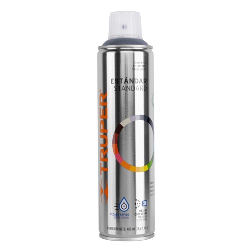 [12733] Pintura aerosol gris acero, bote esbelto 400 ml, TRUPER PA-GA