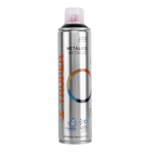 [12778] Pintura aerosol negro metálico, bote esbelto 400 ml, TRUPER PAM-NE