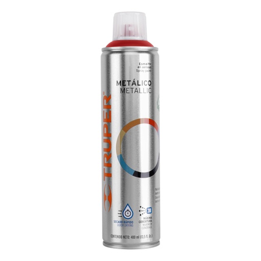 [12779] Pintura aerosol rojo metálico, bote esbelto 400 ml, TRUPER PAM-RO