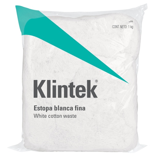 [57000] Bolsa de 1 kg de estopa extra fina, color blanco, KLINTEK ESTO-1B