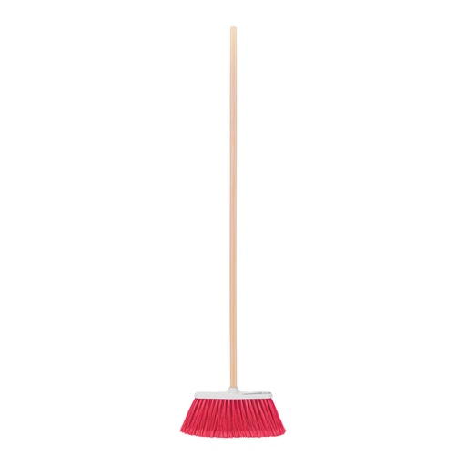 [57054] Escoba mediana tipo cepillo, cerdas de PVC, bastón de madera ES-200C