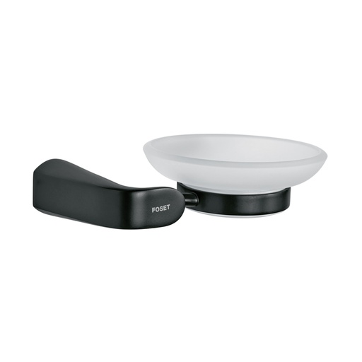 [44279] Jabonera con plato de vidrio, negro, FOSET RIVIERA RIA-74M
