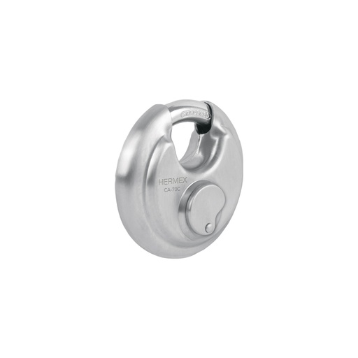 [49473] Candado circular de acero inoxidable, 70 mm, cilindro latón CA-70C