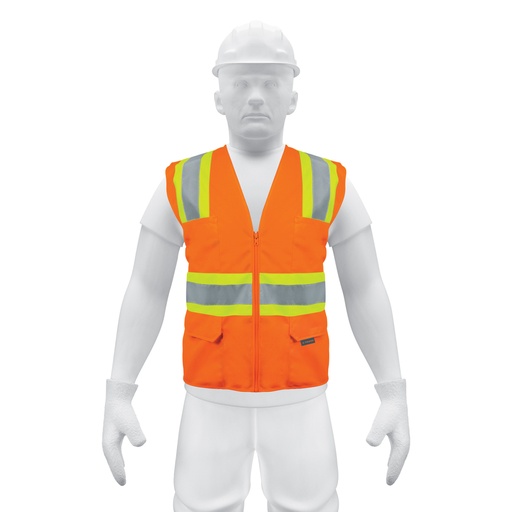 [13475] Chaleco de seguridad naranja máxima visibilidad y 6 bolsas CHS-700N