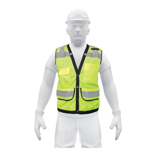 [13483] Chaleco seguridad reforzado verde con bolsas, G, EXPERT CHS-800V-L
